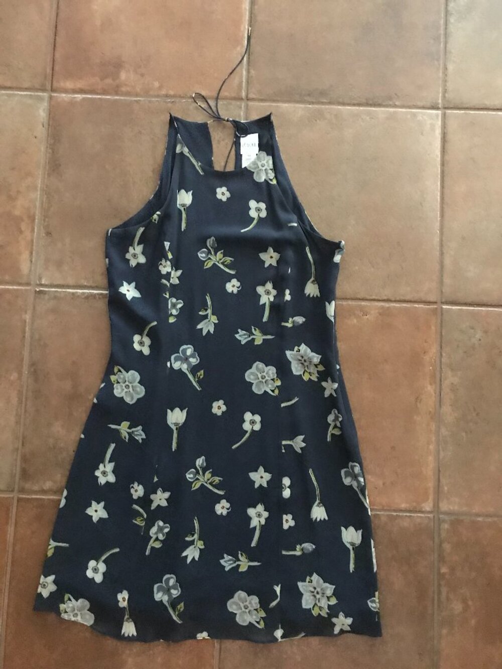 Vintage 1996 Et Vous 100% Silk Floral Halter Mini Dress Size M
